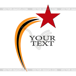 Red star and three curved rays in colors of St. - vector image