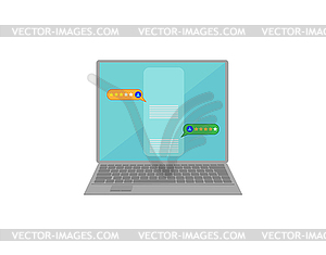 On laptop screen dialogue, chat or chat - vector clip art