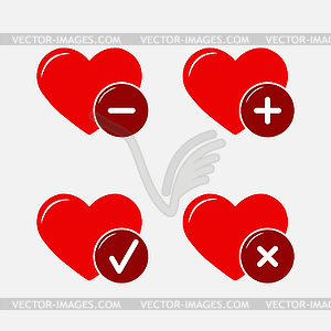 Set of heart symbols for websites and applications - royalty-free vector image