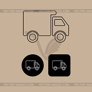 Contour of truck with booth for carriage of cargo - vector clipart