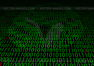 Binary matrix on black background leaving in - vector image
