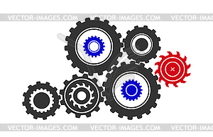 Conceptual idea of theme of single mechanism - vector clip art