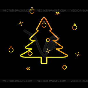Contour of Christmas tree and festive tinsel on - royalty-free vector image