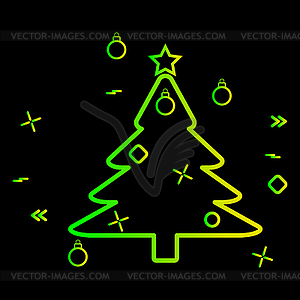 Contour of Christmas tree and festive tinsel on - vector clip art