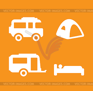 Camping and Caravan Icon Set - vector clipart