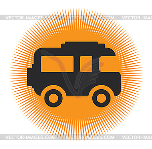 Caravan Icon with Sun - vector image