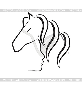 Horse and People - vector image