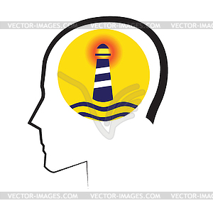 Mental Concept with Lighthouse Design - vector clip art