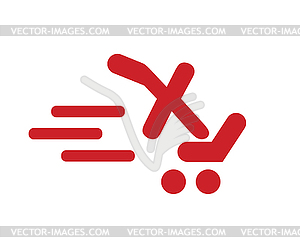 Shopping Cart Icon For X - vector image