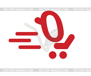 Shopping Cart Icon For 0 - vector clipart