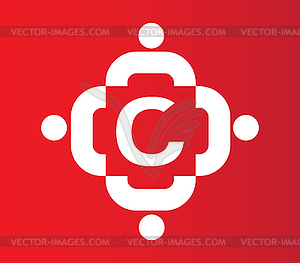 Teamwork Icon With C - vector clipart