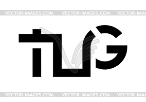 TUG Letter Logo - white & black vector clipart