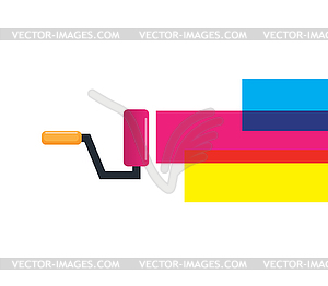 Roller Brush and Cmyk Color - vector clip art