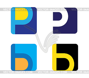 P and B Icon Set - vector image