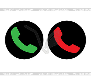 Зеленый и красный Значок телефона - векторный эскиз