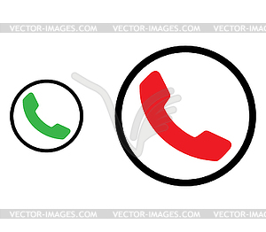 Зеленый и красный Значок телефона - векторный клипарт
