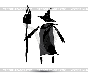 Witch and Broom - vector clip art