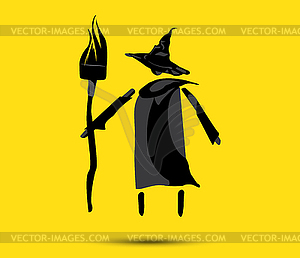 Witch and Broom - vector clipart