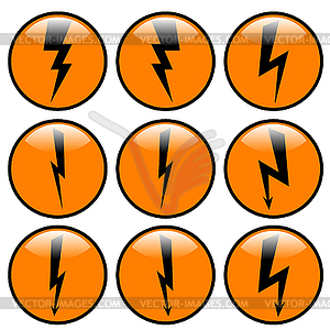 Lightning icon set - royalty-free vector image