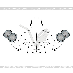 Athlete with two dumbbells,  - vector clipart