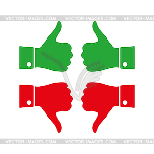 Icons thumbs up and down, - vector clipart