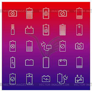 Set of linear battery icons,  - vector image