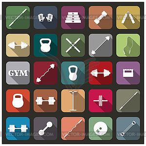 Icons equipment for gym, - vector image