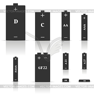 Set of different batteries, - royalty-free vector image