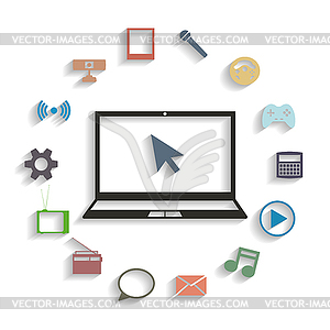 Using laptop,  - vector image