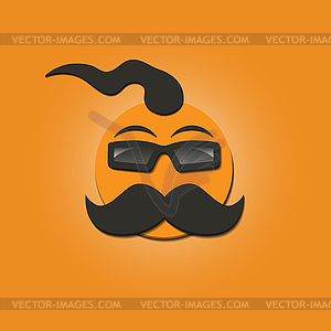 Funny face with mustache,  - vector image