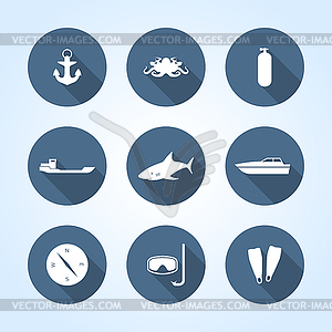 Nautical icons,  - vector clip art