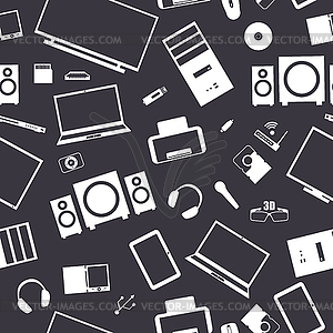 Seamless background of digital devices,  - vector image