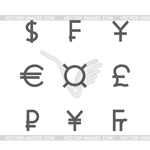 Set symbols of world currencies,  - royalty-free vector clipart