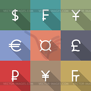 Иконки символы валют, - изображение в векторе / векторный клипарт