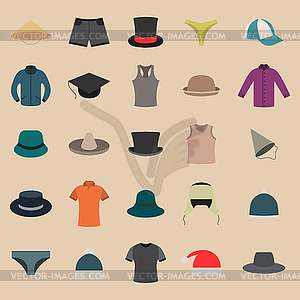 Set of clothes and hats,  - vector EPS clipart