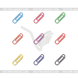 Set of multicolored paper clips,  - vector clipart