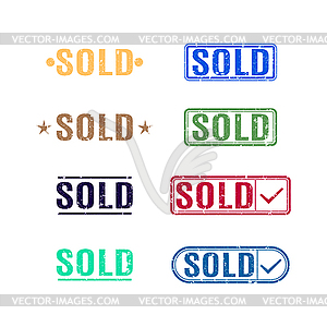 Set of stamps sold, - vector image