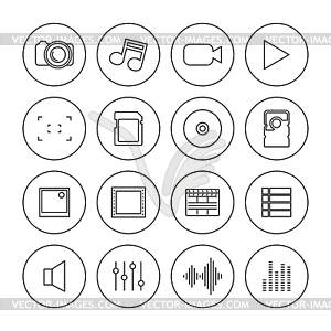 Photo and video icons of thin lines,  - royalty-free vector image