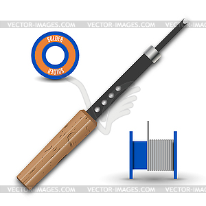 Realistic retro soldering iron,  - vector image