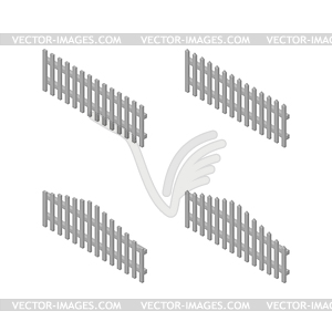 Set of isometric spans wooden fences,  - vector image