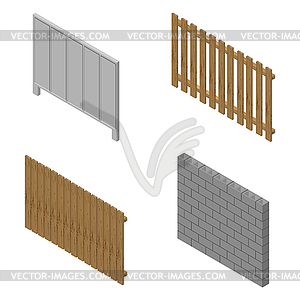 Набор изометрической охватывает заборы, - векторизованный клипарт