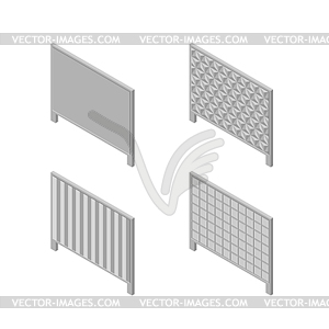 Set of isometric spans fences,  - vector clipart