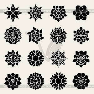 Black And White Mandala Lace Ornaments - vector clipart
