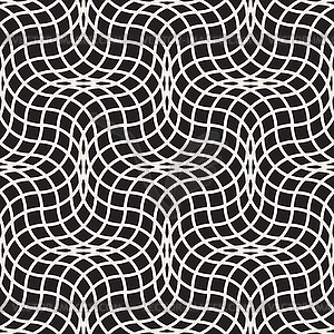 Бесшовные черно-белые волнистые линии решетки шаблон - графика в векторе