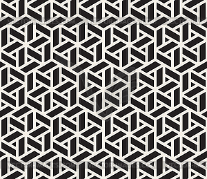 Seamless Black And White Geometric Grid Pattern - vector image