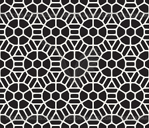 Seamless Black And White Geometric Hexagon Rounded - vector image