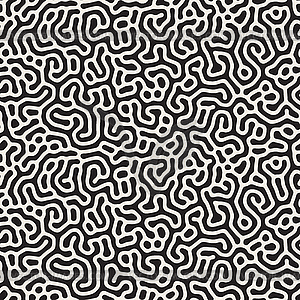 Бесшовные черный и белый Органические линии шаблон - векторный клипарт / векторное изображение