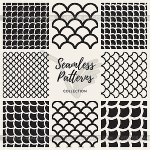 Seamless Rounded Lines Oriental Pattern Collection - vector EPS clipart