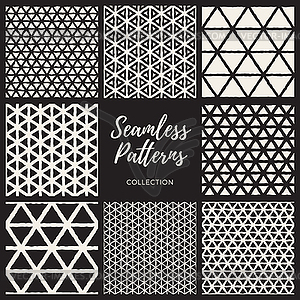 Seamless Triangle Lines Pattern Collection - vector image
