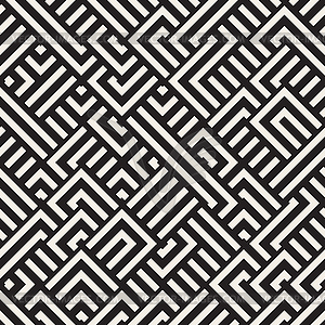 Seamless Black and White Diagonal Maze Lines - vector image